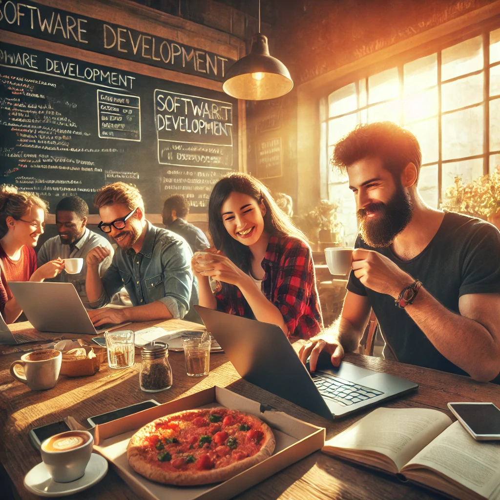 Developer enjoying Italian lifestyle while coding